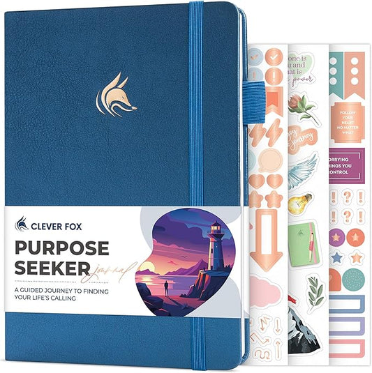 Clever Fox Purpose Seeker Journal – Guided Manifestation & Life Reflection Planner for Daily Self-Exploration, Goal-Setting & Gratitude (Mystic Blue)