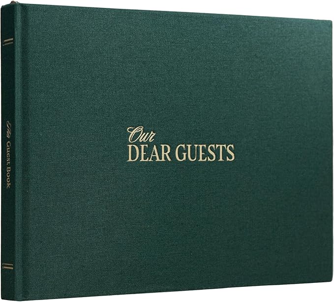 Kunitsa Co. Wedding Guest Book - Blank Sign in Book for Special Occasions, Evergreen Cover