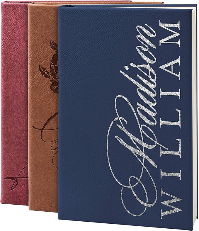 Personal Leather Journal Notebooks | 12 Design, 9 Color - Blue | Journal for Women, Men - Custom Notebook to Write in - Diary for Girls, Women - Personalized Gift Idea for Girl, Boy, Mom and Dad