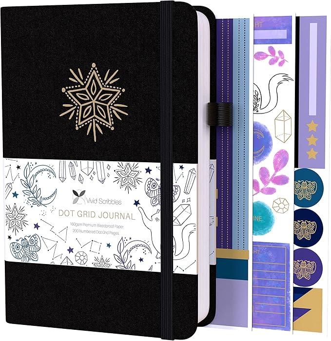 Dotted Journal – 160gsm Bleed Proof Thick White Paper – 200 Numbered Dot Grid Pages – 5.8 x 8.3 inch Bullet Dotted Notebook