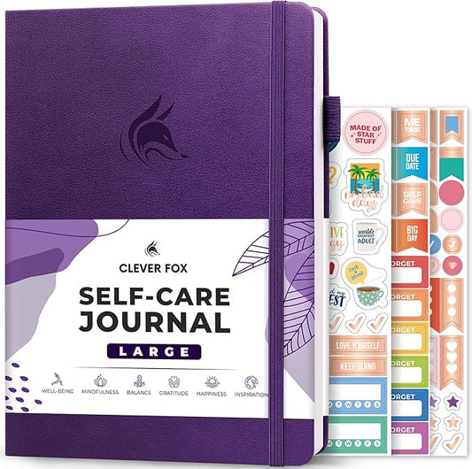 Clever Fox Self-Care Journal – Wellness & Daily Reflection Notebook – Mental Health & Personal Development – Self-Care, Meditation & Mood Journal for Women & Men – Large (Purple)