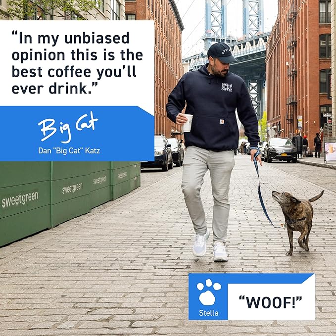 Stella Blue Whole Bean Coffee, Electric Avenue Blend, Dark Roast, Toffee, Dark Chocolate & Subtle Smokey Notes, 100% Arabica, Ethically Sourced from Central and South America, 12 oz bag