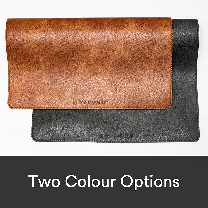 Premium Distressed Faux Vegan Leather Desk Mat | Multifunctional Desk Pad for Home Office | (Brown/Tan, 12" x 36")