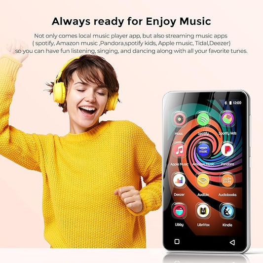 Innioasis MP3 Player with Bluetooth and WiFi, 160GB MP3 Player with Spotify for Kids, 4" Touch Screen Android MP3 MP4 Player with Pandora,Amazon Music,Audible,Libby,Audiobooks(White)