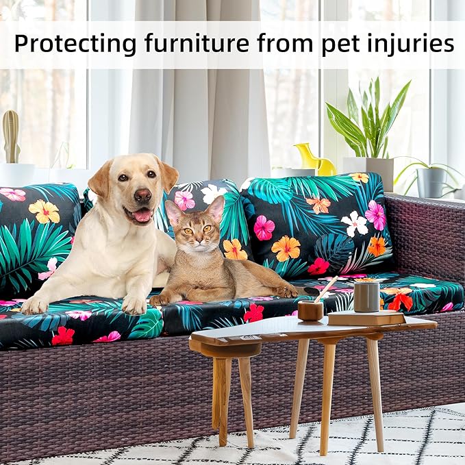 8Pcs Stretch Patio Cushion Covers,Outdoor Couch Covers Replacement,Outdoor Couch & Sofa Slipcovers,for Patio Furniture Cushion Covers,Washable Reusable urniture Protector (Flowered Leaves,Cover Only)