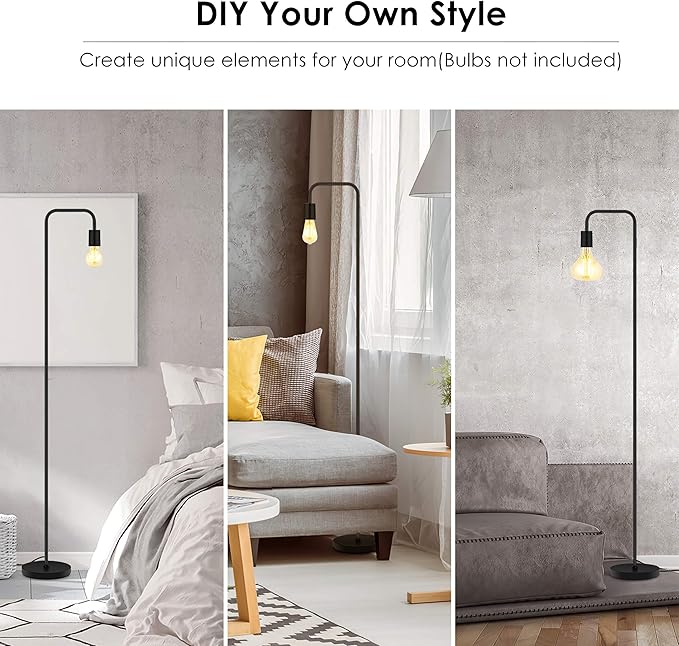 BoostArea Floor Lamp, Industrial Floor Lamp, 63 Inch Standing Lamp, E26 Socket, On/Off Footswitch, Whole Metal, ETL Listed, Modern Small Lamp for Bedroom, Living Room, Minimalist, Vintage, Mid Century