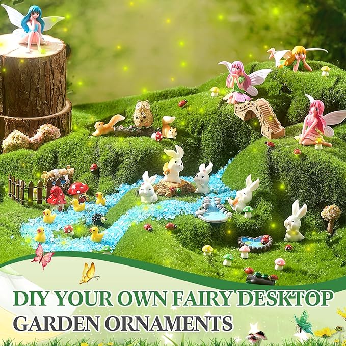 Soulchen Zen Garden Kit for Desk Decor Zen Sand Garden Box Set with Black Wooden Tray, Blue Sand, Tools & Accessories Japanese Gifts for Desktop Meditation Room Office Home (Fairy Style)