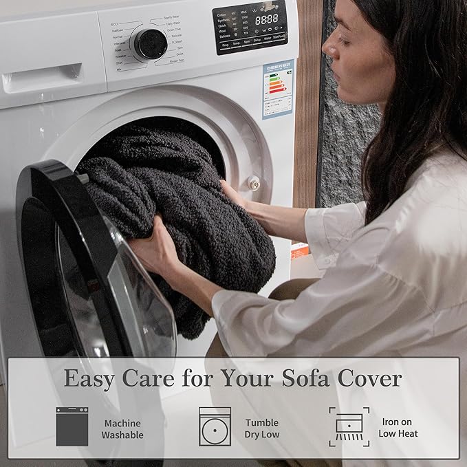 Couch Cushion Covers for Sectional Sofa, Stretch Soft Sofa Slipcovers Washable Wear-Resistant Universal Furniture Protector for Living Room(2 Seaters Covers+1 Chaise Cover, Dark Gray)