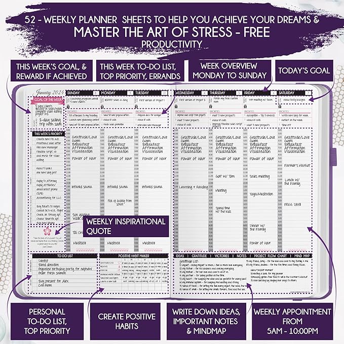 2026 Planner Weekly and Monthly | Law of Attraction Planner with Panduo App | A 12 Month Journey for Productivity, Gratitude & Goal Setting | Includes Foldable Vision Board, Gift Box & Stickers
