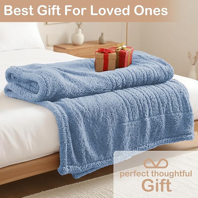 Electric Heated Blanket 6 Heating Settings & 10H Auto Off Full 72×84 Ultra-Soft Warm Machine Washable Home Office Light Blue