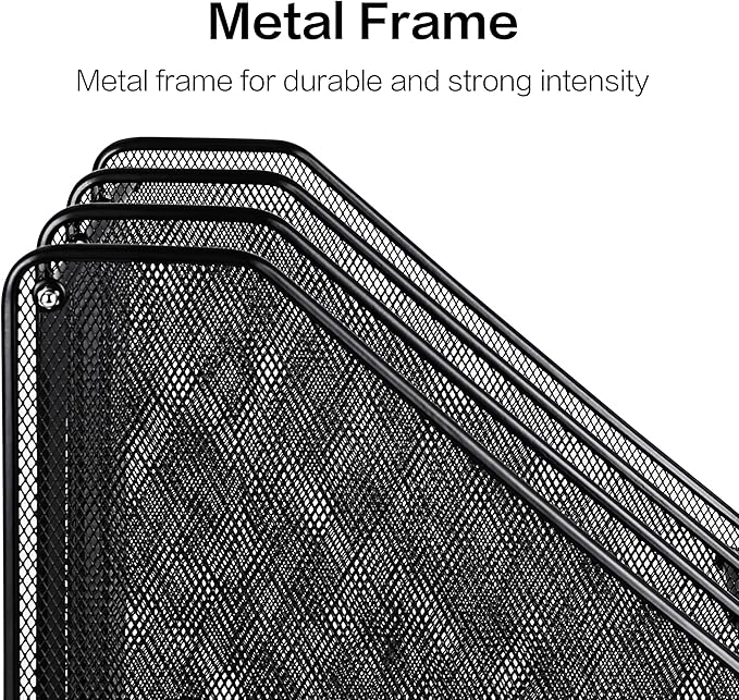 deli Mesh Magazine File Holder, Desk Organizer File Folder Document Rack for Office Organization and Storage, 3 Vertical Compartments, Black
