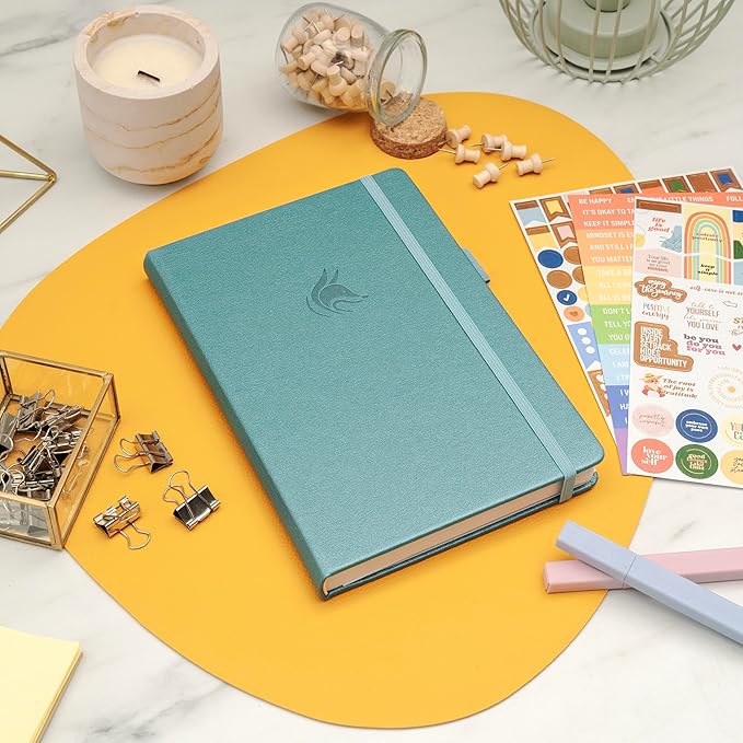 Clever Fox Positivity Journal – Daily Gratitude & Affirmation with Prompts – Motivational Mental Health Notebook with Habit Tracker (Aquamarine)