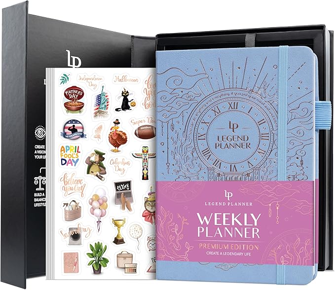 Legend Weekly Planner Premium – Undated Weekly, Monthly & Budget Planner – Life Organizer for Time Management & Productivity, A5 (Periwinkle, New Cover)