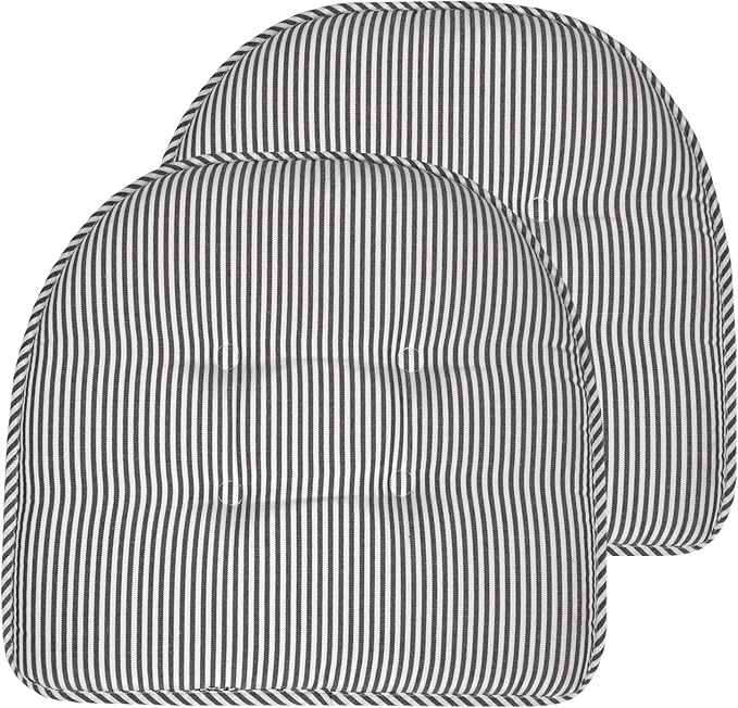 Chair Cushion Memory Foam Pads Tufted Slip Non Skid Rubber Back U-Shaped 17" x 16" Seat Cover, (Pack of 3)