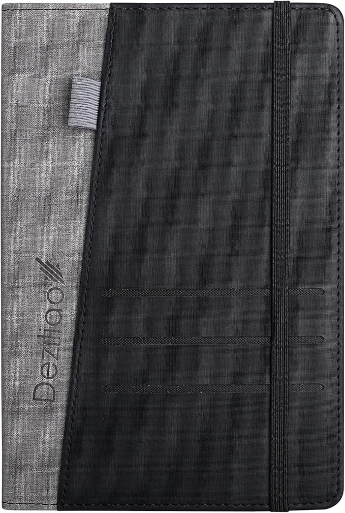 Deziliao Lined Journal Notebooks with Pen Loop, Hardcover Notebook Journal for Work, 100Gsm Premium Thick Paper with Inner Pocket, Medium 5.7''''x8.4'''', ?Black, Ruled, 1 Pack