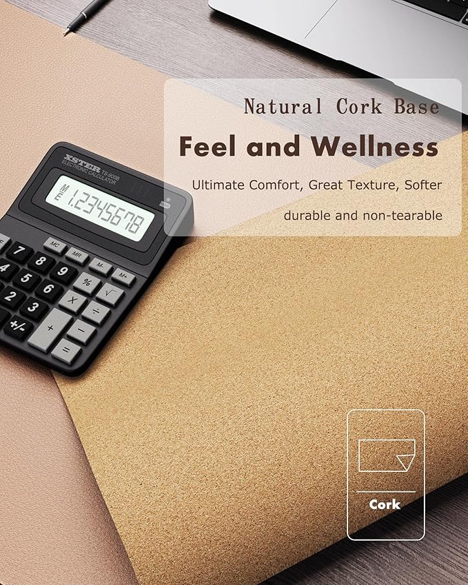 YSAGi Double-Sided Desk Pad, 31.5"x15.7"Leather Desk Mat, Eco Cork Desk Pad Protector,Large Mouse Pad,Waterproof Desk Blotter for Office/Home(Apricot)