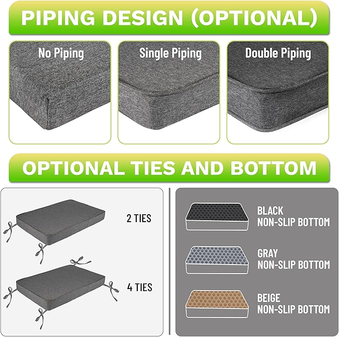 ColourTree Custom Size Cushion Cover, Slipcover Replaceable Bench Cushion Cover, Furniture/Window Seat Cover, 100+ Colors/Fabrics Can Choose (Custom Size Cover Only) (6 Inch Thick)