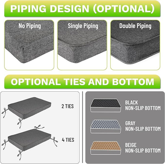 ColourTree Custom Size Cushion Cover, Slipcover Replaceable Bench Cushion Cover, Furniture/Window Seat Cover, 100+ Colors/Fabrics Can Choose (Custom Size Cover Only) (10 Inch Thick)