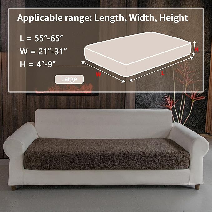 Couch Cushion Covers for Sectional Sofa, Stretch Soft Sofa Slipcovers Washable Wear-Resistant Universal Furniture Protector for Living Room(1 Piece Large Cover, Brown)