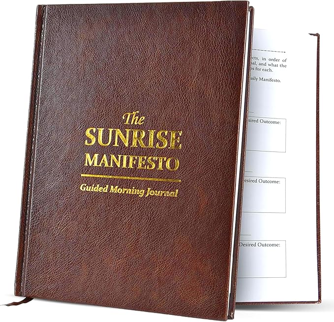 SaltWrap Sunrise Manifesto: Daily Morning Guided Journal for Gratitude, Mindfulness, Wellness, Self Care for Women & Men – 5 Minute Reflection Journal