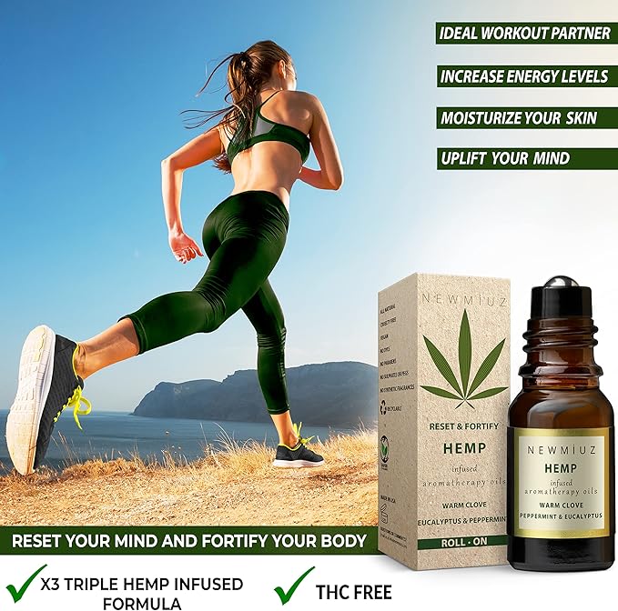 Migraine Headache Roll On Stick 300mg Hemp Peppermint Eucalyptus Clove Arnica Essential Oils Aromatherapy for Eaze Head Destress Gifts for Women Men