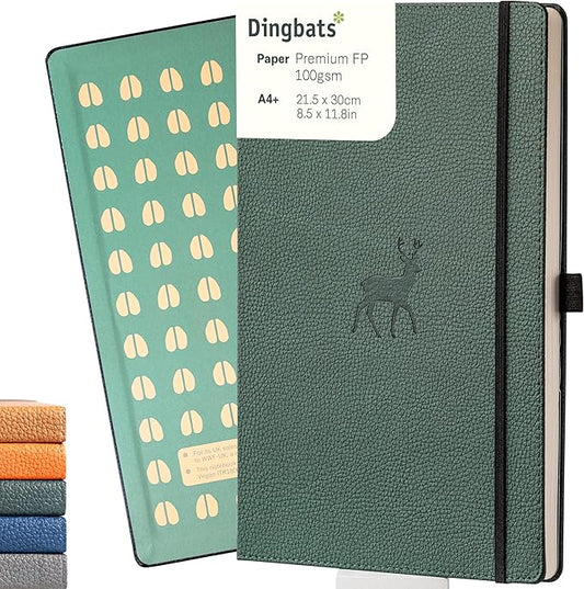 Dingbats* - Wildlife Lined Extra Large A4 Notebook - PU Leather Hardcover Journal for Work, Writing - Pocket, Elastic Closure, Pen Holder, Bookmark