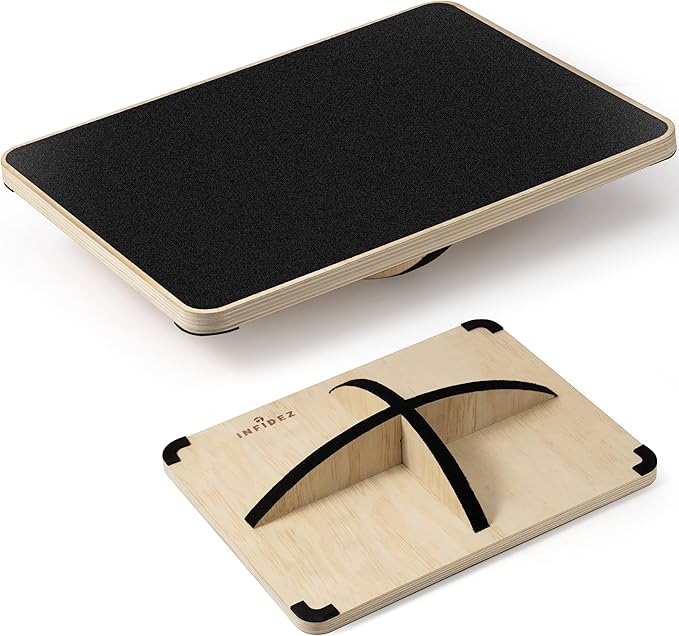 Multi-Optional Wooden Balance Board for all kind of balance tranning, Extra-Large Anti-Slip Wobble, Rocker and Plank Board for Balance and Core Training, Balancing Board for Under Desk