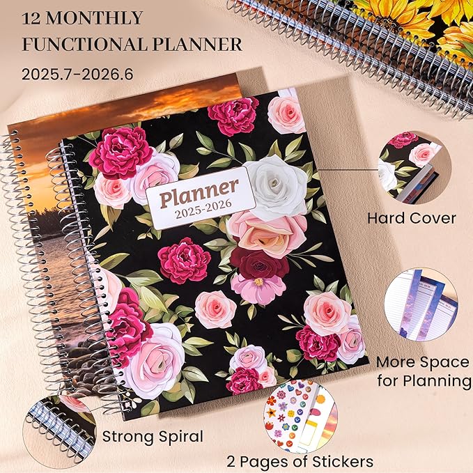 CAGIE Planner 2025-2026 for Women Daily Weekly and Monthly Planners July 2025-2026 Calendar Large Hourly 25-26 Yearly Academic Agenda with Stickers Hardcover, 8.5 x 11