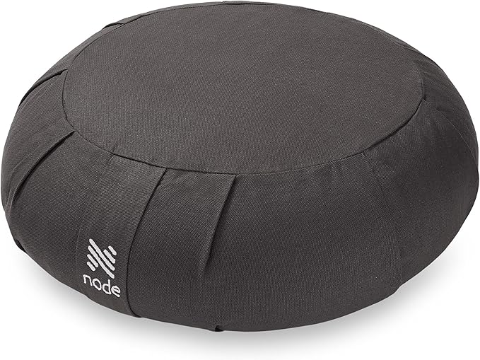 Zafu Meditation Cushion, 15" Round Buckwheat Yoga Pillow with Organic Cotton Cover