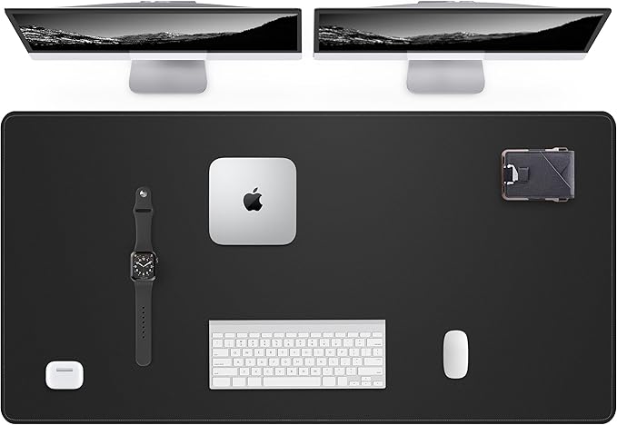 Leather Desk Pad Protector,48"x24" - Premium Desk Mat, Large Mouse Pad,Non-Slip Desk Blotter,Waterproof Desk Writing Pad for Office and Home(Black)