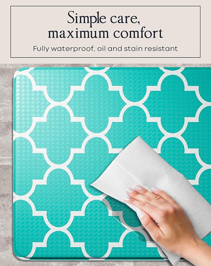 Anti-Fatigue Kitchen Mat Set – 2-Piece Memory Foam Cushioned Mats for Standing – Teal Lantern, 18×30 & 18×60, 0.4 in Thick, Waterproof, Non-Slip – Homergy