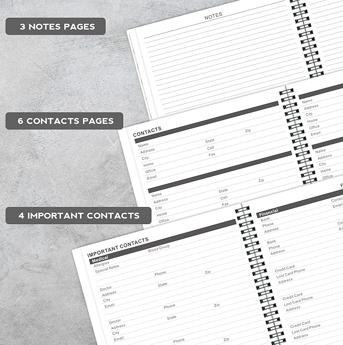 2026-2027 Monthly Planner/Calendar - 2 Year Planner 2026-2027, Monthly Tabs, 9’’ × 11’’, Jan 2026 - Dec 2027, Hard Cover, Inner Pocket - Grey