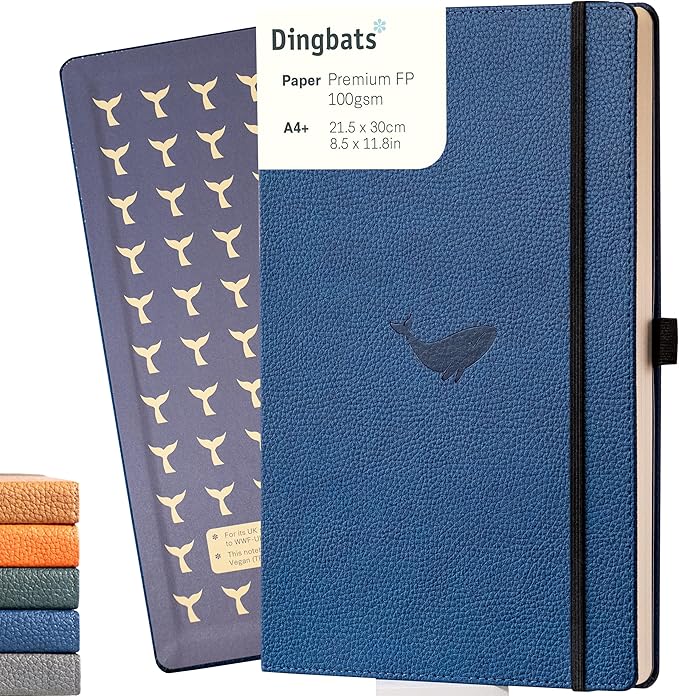 Dingbats* - Wildlife Dotted Extra Large A4 Notebook - PU Leather Hardcover Journal for Work, Writing - Pocket, Elastic Closure, Pen Holder, Bookmark