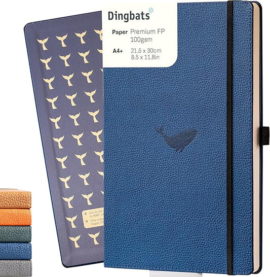 Dingbats* - Wildlife Plain Extra Large A4 Notebook - PU Leather Hardcover Journal for Work, Writing - Pocket, Elastic Closure, Pen Holder, Bookmark