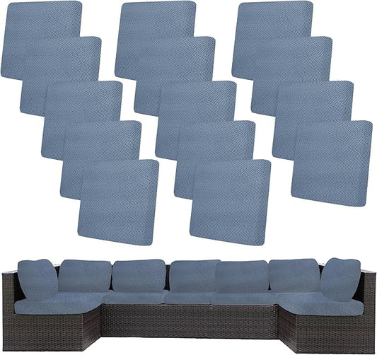 14Pcs Stretch Patio Cushion Covers,Outdoor Couch Covers Replacement,Outdoor Couch & Sofa Slipcovers,for Patio Furniture Cushion Covers,Washable Reusable Furniture Protector (West Lake Blue,Cover Only)