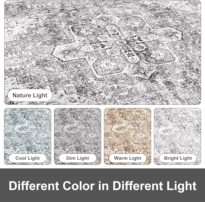 KIMODE Kitchen Mats Cushioned Anti Fatigue 17"x29", Boho Oriental Kitchen Rug, Non Slip Kitchen Mats for Floor, Comfort Padded Kitchen Floor Mat for Sink, Laundry, Office, Desk Grey Brown