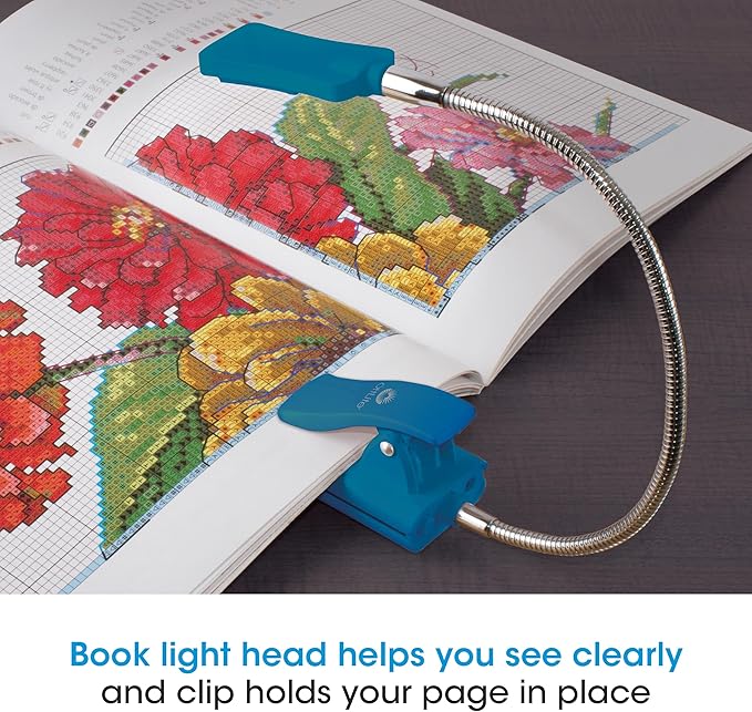 Ottlite LED 2 in 1 Sewing Machine Light | Clip Lamp, Sewing Machine Lamp | Lighted 3X Optical Grade Magnifier, 5X Spot Viewer | Great for Home, Workshop (Blue)