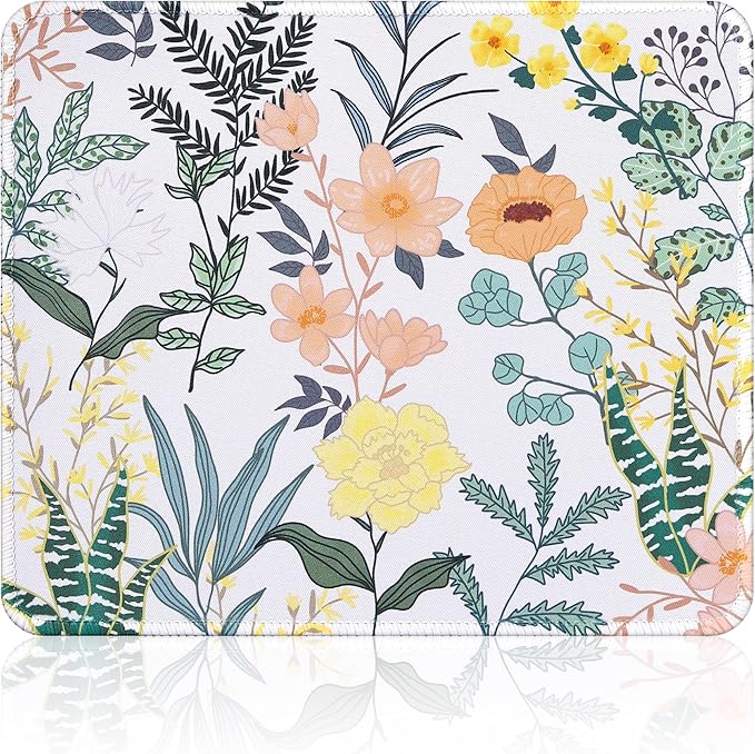 ALOANES Waterproof Mouse Pad with Stitched Edge, Premium-Textured Mouse Mat, Non-Slip Rubber Base Mousepad for Laptop, Computer & PC, Desk Mat for Gamer, Office & Home, Flower and Plant