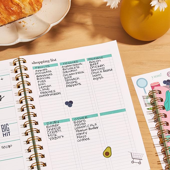 Erin Condren Inspired Collection A5 Weekly Meal Planner, Includes Shopping List Trackers