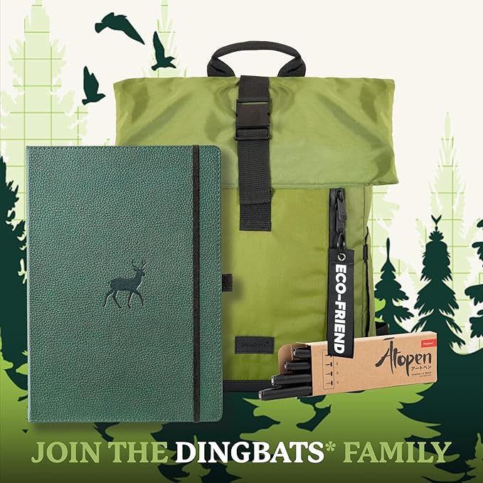 Dingbats* - Wildlife Lined Extra Large A4 Notebook - PU Leather Hardcover Journal for Work, Writing - Pocket, Elastic Closure, Pen Holder, Bookmark