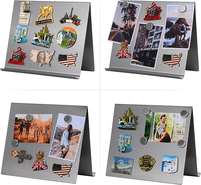 Large Magnetic Bulletin Board – Dry Erase Memo Board with Stand – Tabletop Metal Easel for Magnet Display – 12x10 Inches + 4 Magnets