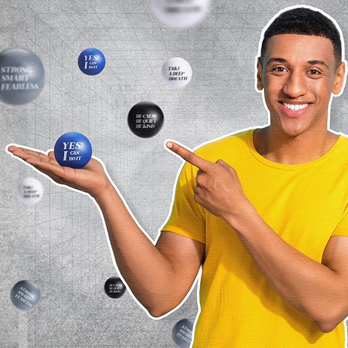 Jerify 72 Pcs Motivational Stress Balls Bulk Inspirational Stress Balls Colorful Foam for Adults Hand Exercise Small Therapy Fidget Relief Anxiety Toys for Coworkers Gifts Fidget