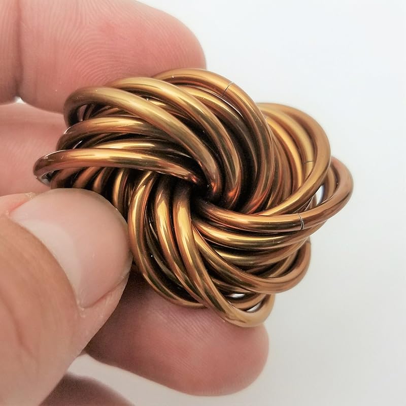 Möbii Fidget Ball (Solid Color): Quiet Mobius ADHD Anxiety Stim Stress Relief Toy Tool for Home Travel Office or Desk (Medium, Full, Caramel)