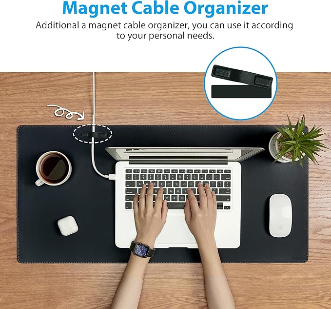 Large Leather Mouse Pad for Desk, 30.3" x 14.4" Desk Mat, Non-Slip Pu Leather Office Home Desk Mat, Waterproof Desk Pad for Keyboard and Mouse, Laptop, Writing, Desk Accessories (Dark Grey)