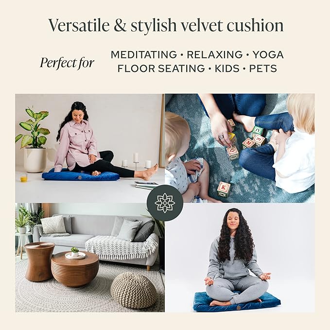 Mindful & Modern Zabuton Meditation Mat - Cotton Filled Yoga and Meditation Pad - Zabuton Meditation Cushion for Kneeling and Sitting Support - Large Rectangular Sitting Floor Pillow for Bench or Zafu