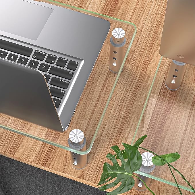 Hemudu 2 Pack Monitor Stand - 3 Adjustable Height Riser, Computer Stand, Desktop Organizer for PC, Laptop - Clear