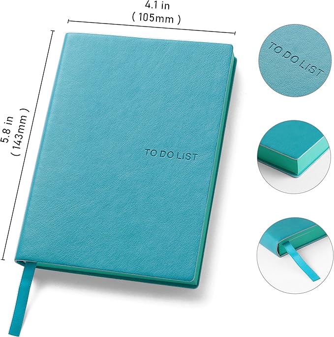Daily to Do Checklist Notebook, Task Management, Organizer Planner, Hardcover, Ribbon Bookmark, 4.1 x 5.8”, A6 size, 110 Sheets (Blue)