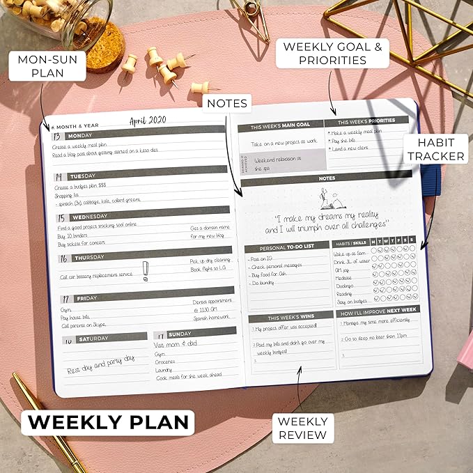 Clever Fox Planner – Undated Weekly & Monthly Planner for Productivity, Time Management & Goals – Organizer Journal – A5 (Royal Blue)