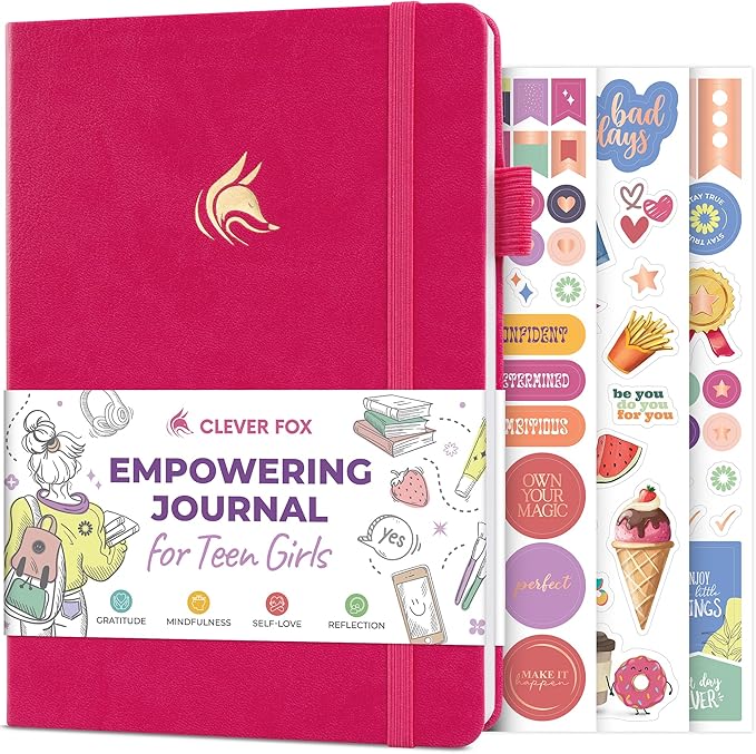 Clever Fox Empowering Journal for Teen Girls – Guided Self-Love Diary with Prompts – Gratitude & Manifestation Notebook, Teenage Gifts (Fuchsia)
