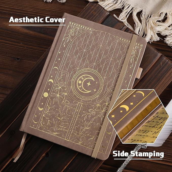 TIEFOSSI Bullet Dotted Journal Notebook, 160gsm 256 Numbered Thick Paper, A5 Hardcover Dotted Grid Diary for Women Men Work Writing, Bullet Dot Journaling, Drawing, 5.8 x 8.3 in